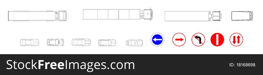 CAD Drawings Of Cars And Circulation Signs