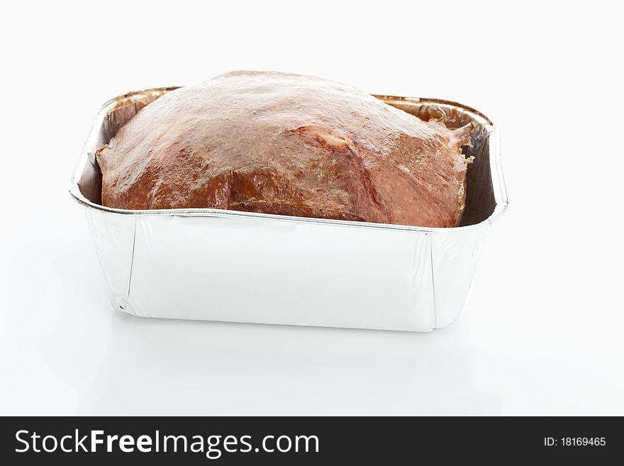 Baked meatloaf on white background