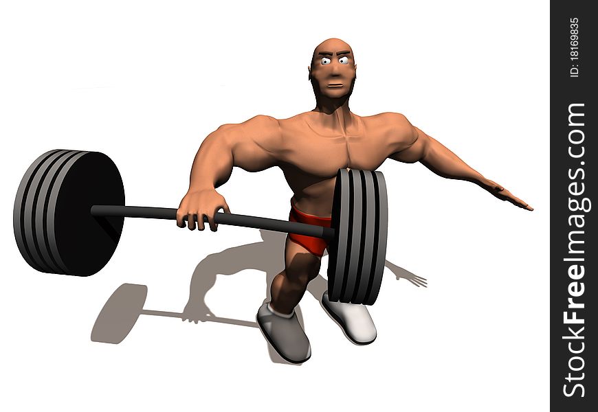 3d render of bodybuilder. Isolated on white background