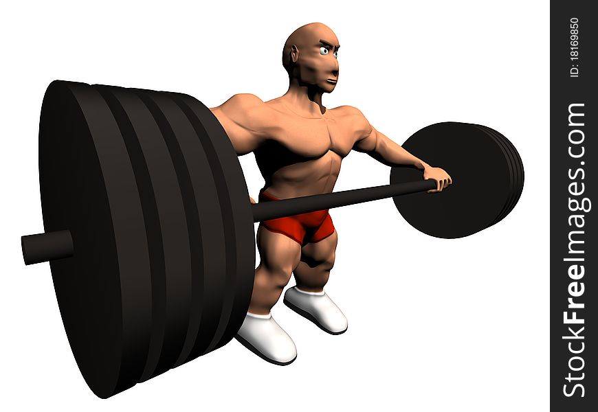 3d render of bodybuilder. Isolated on white background