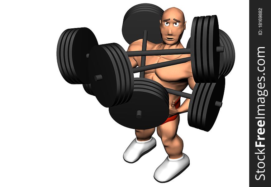 3d render of bodybuilder. Isolated on white background