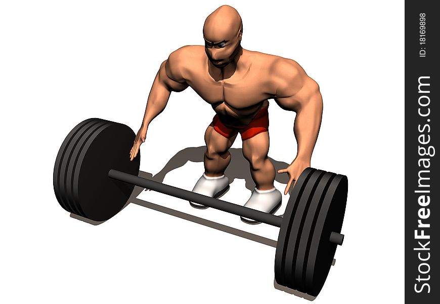 3d render of bodybuilder. Isolated on white background