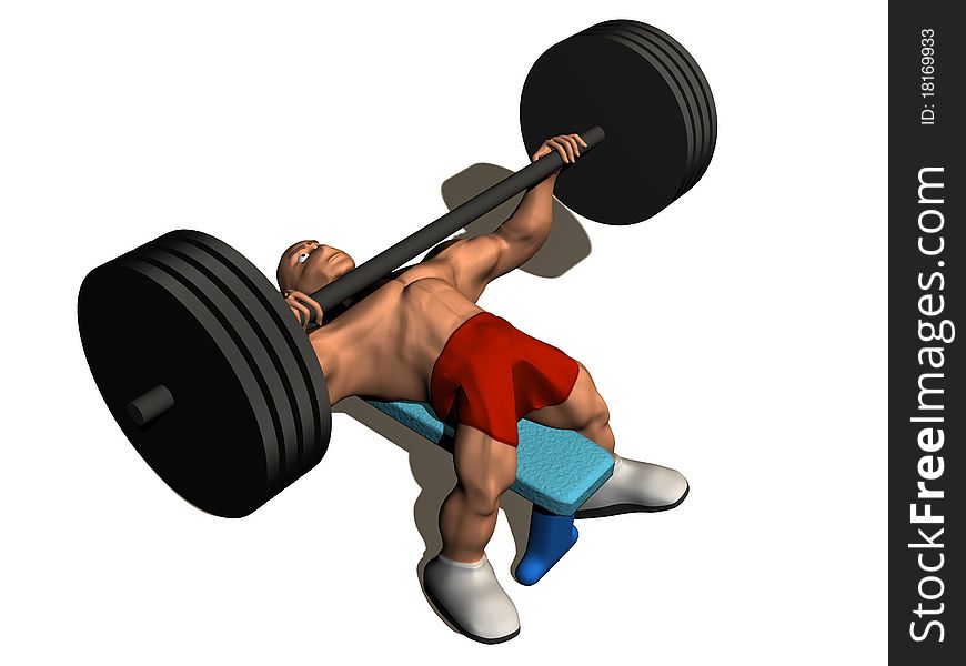 3d render of bodybuilder. Isolated on white background