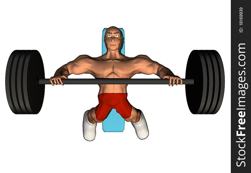 3d render of bodybuilder. Isolated on white background