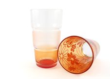 Two Empty Color Glasses Stock Photos