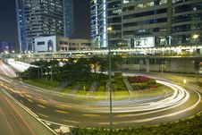 Hong Kong Night Scene With Traffic Light Royalty Free Stock Photos
