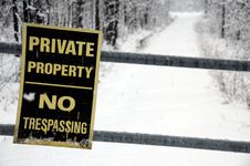 No Trespassing Sign In Winter Royalty Free Stock Photography No Trespassing Sign In Winter Royalty Free Stock Photography