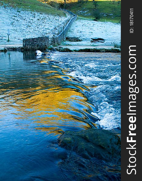 River Dove in Derbyshire on a frosty day