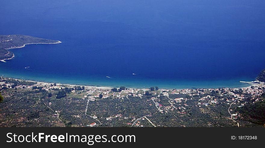 Sea view from the mountains. Thassos, Greece. Sea view from the mountains. Thassos, Greece