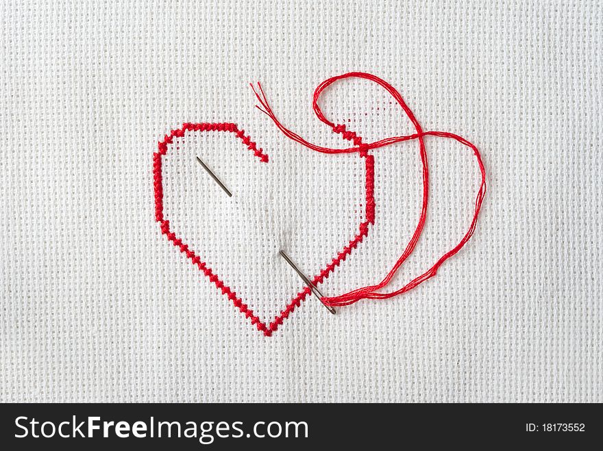 Embroidered red heart