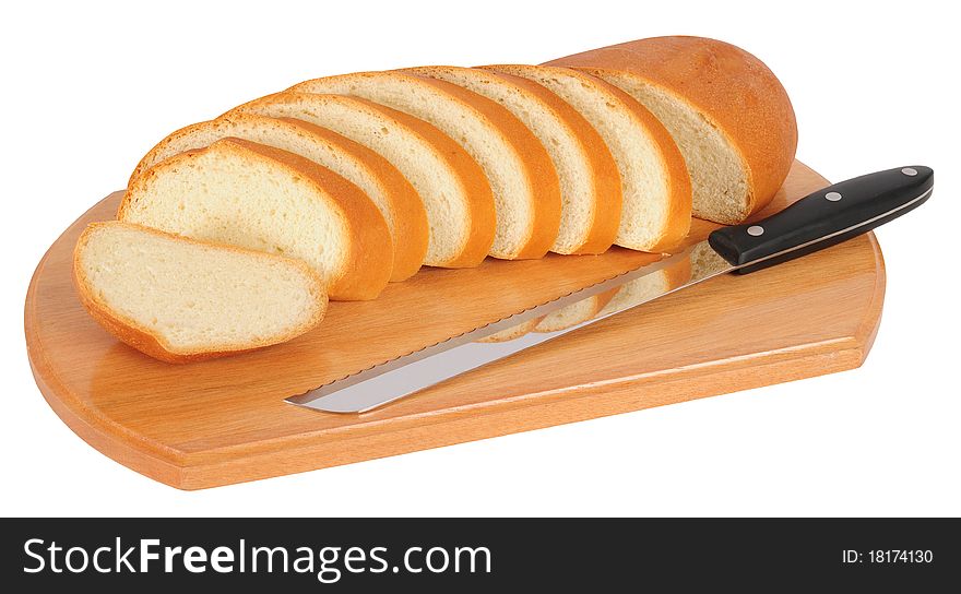 Brown bread isolated over white background with knife. Brown bread isolated over white background with knife.