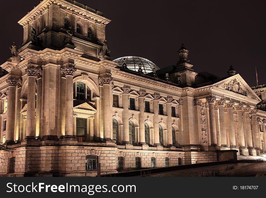 Reichstag Building At Night.