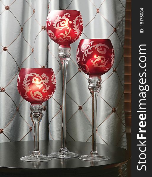 Red Pattern Candle Holders