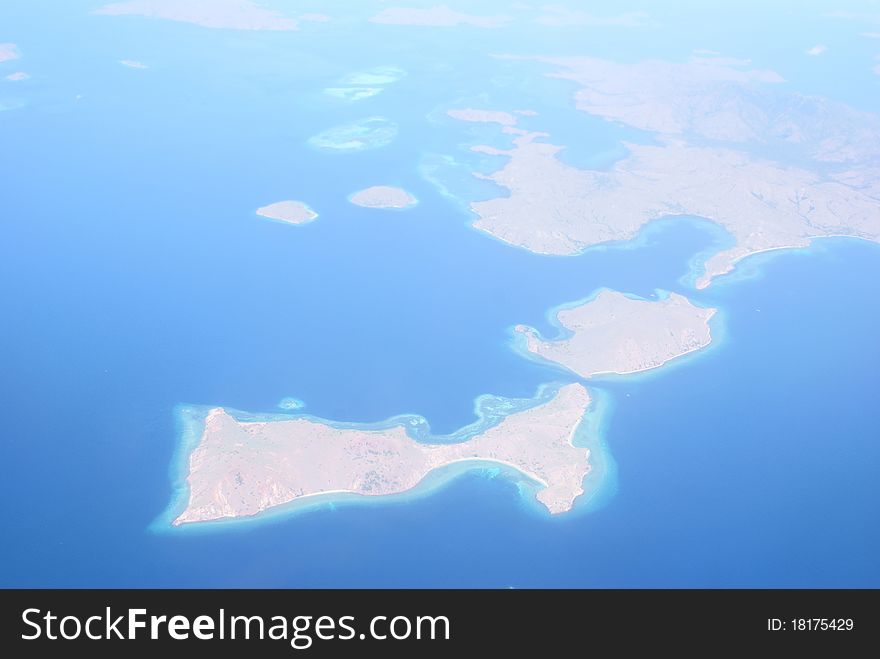 Sea island from a plane. Sea island from a plane
