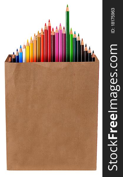 Variety of color pencils over white background. Variety of color pencils over white background