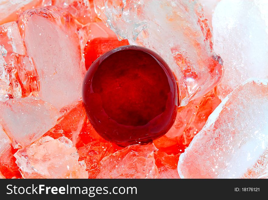 Red cherry with white ice