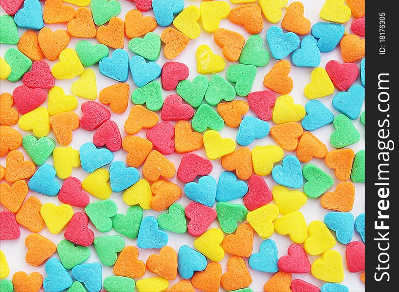 Texture from the candies in form of heart