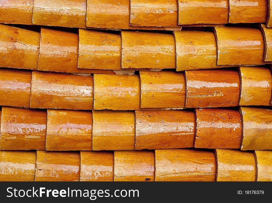 The orange tile roof for Thai temple