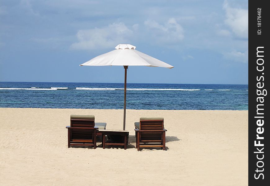 Beach Umbrella And Chairs