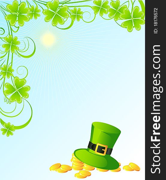 The illustration contains the image of St. Patrick's background