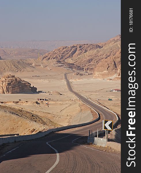 Panorama of desert with long empty road. Panorama of desert with long empty road