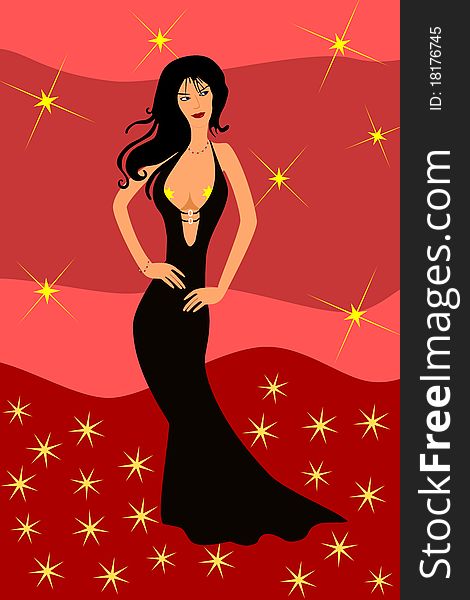 Illustration of censored woman in black dress. Illustration of censored woman in black dress.