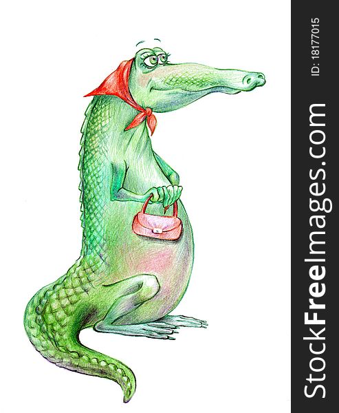 Illustration Of Kind Woman Crocodile