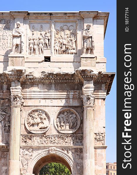 Details of Arco de Constantino in Rome, Italy