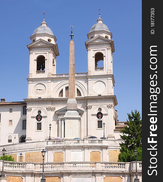 Spanish Steps and church of Trinita dei Monti in Rome Italy