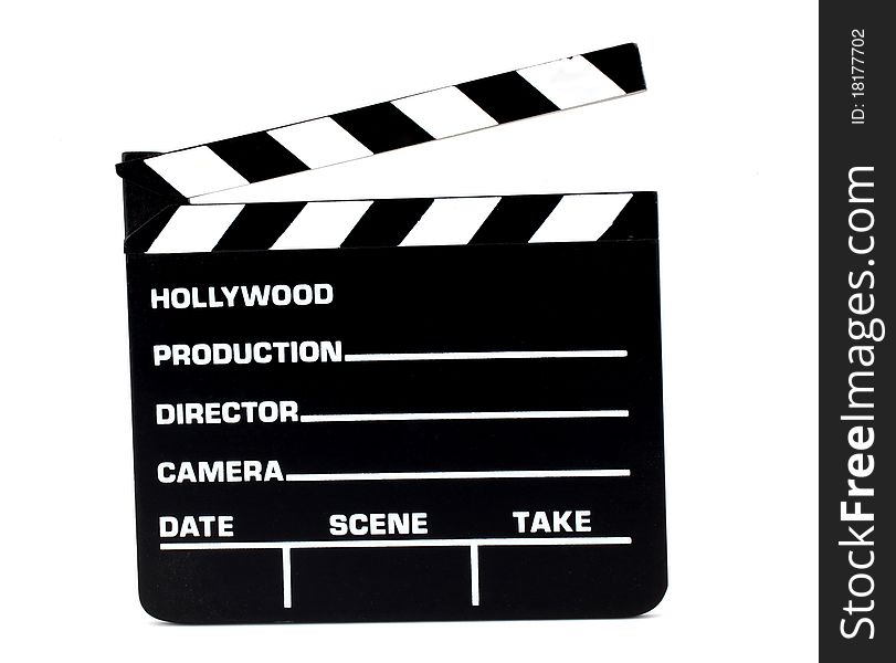 Black clapperboard motion picture production