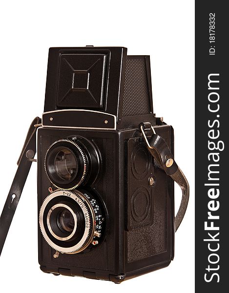 Vintage russian camera lubitel2 isolated on white background