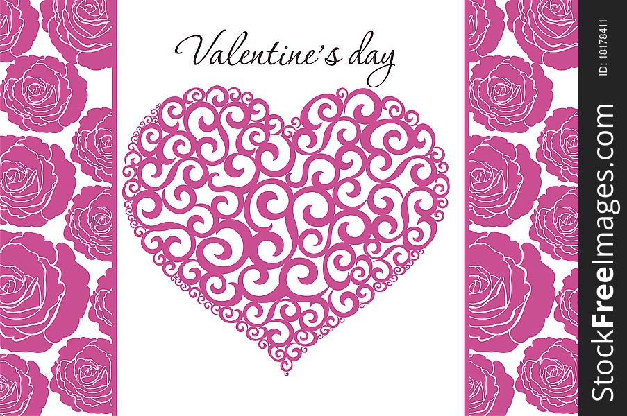 Valentine background with heart and roses