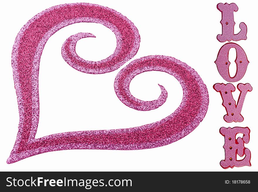 Love Heart with glitter and isolated on a white background. Love Heart with glitter and isolated on a white background