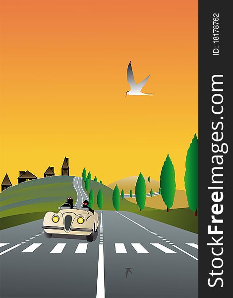 Vector illustration of country road