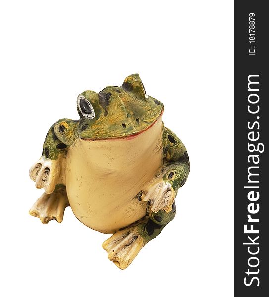 Figurine of a frog on a white background (isolated).