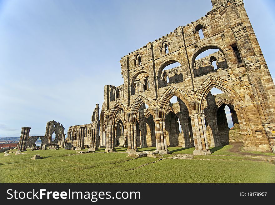 Remains of an ancient english abbey on the coast