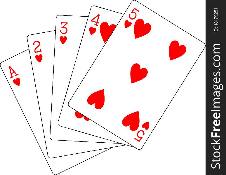 Flush hearts ace to five