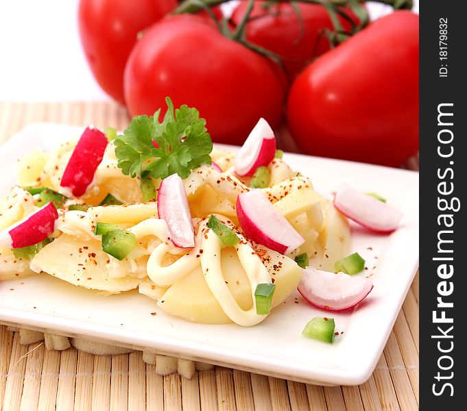 A fresh salad of potatoes and radish