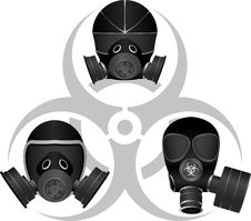 Gas Masks And Biohazard Sign Royalty Free Stock Photos