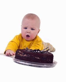 The Baby With A Big Spoon Royalty Free Stock Photography The Baby With A Big Spoon Royalty Free Stock Photography