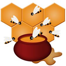 Jar Of Honey And Bees Royalty Free Stock Images Jar Of Honey And Bees Royalty Free Stock Images