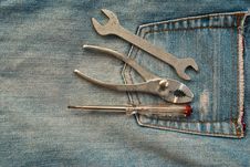 Tools On Jean. Stock Images Tools On Jean. Stock Images