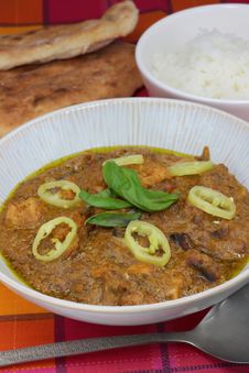 Chicken And Sweet Potato Curry With Rice And Naan Royalty Free Stock Photography Chicken And Sweet Potato Curry With Rice And Naan Royalty Free Stock Photography