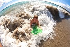 Boy Has Fun At The Beach Royalty Free Stock Photography