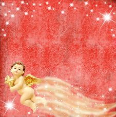 Angel And Stars On Red Background Royalty Free Stock Images