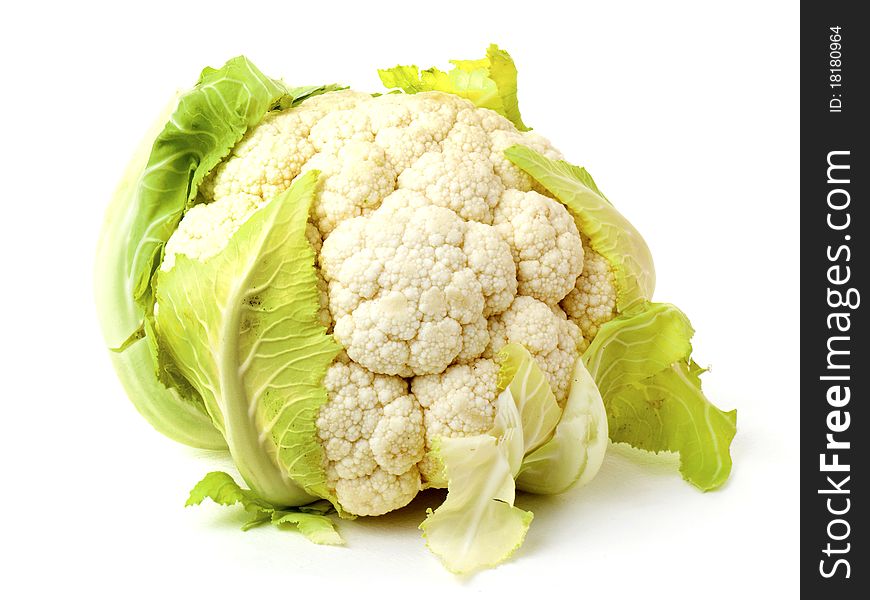 A fresh cauliflower cabbage isolated on white background