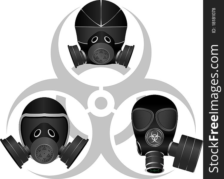 Gas masks and biohazard sign. illustration