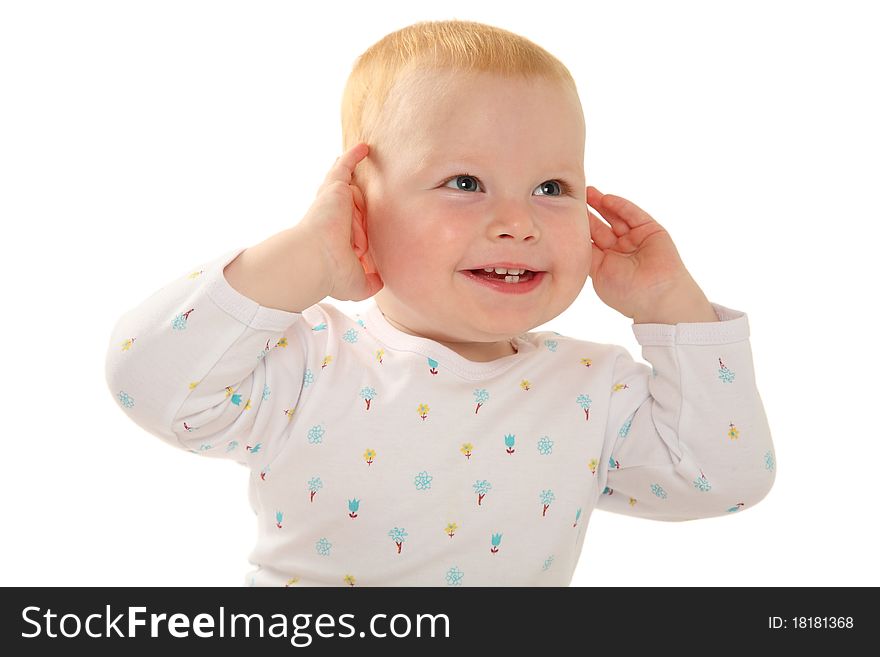 Small child isolated on white