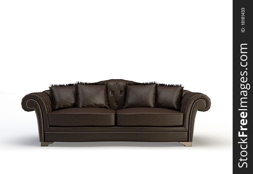 3d sofa on the black background