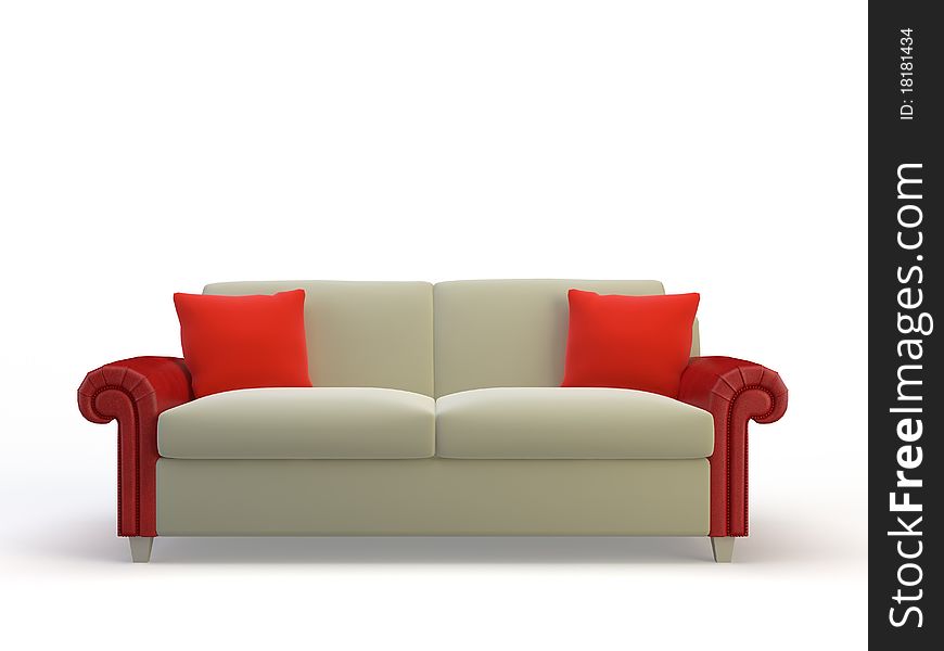 Stylish 3d sofa isolated on the white background. Stylish 3d sofa isolated on the white background